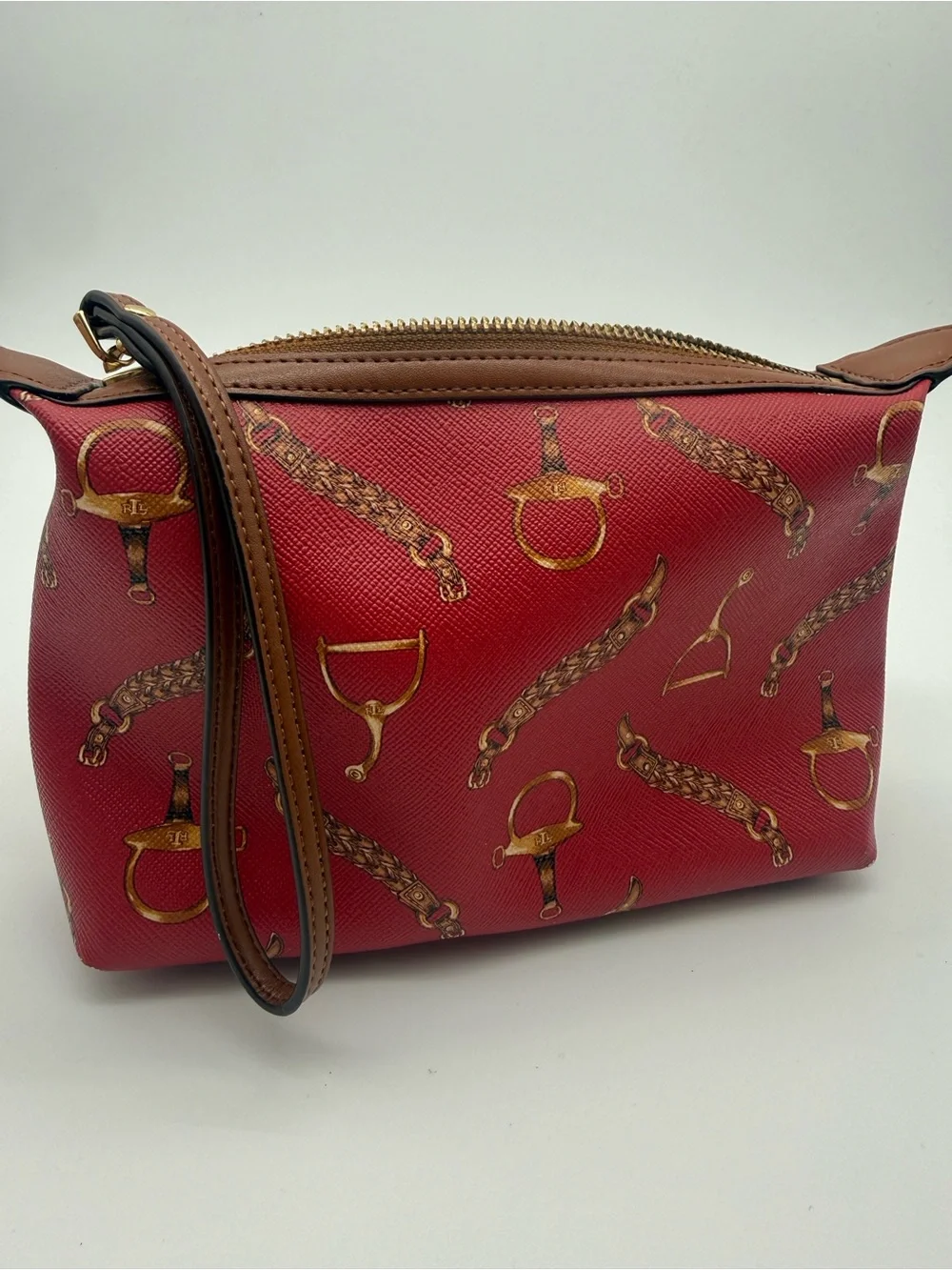 Vintage Lauren Ralph Lauren Red Equestrian Wristlet Y2K Equestrian print